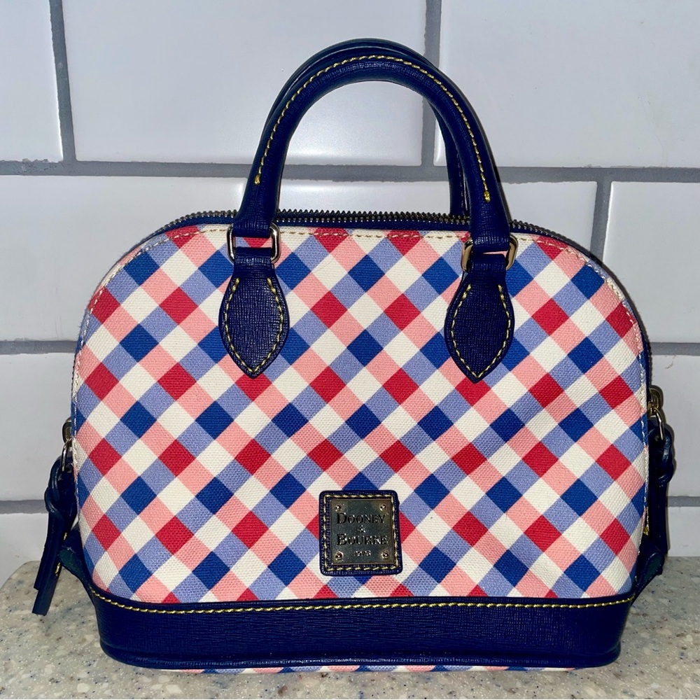 Dooney And Bourke Gingham Zip with Strap- Brand New With Registration